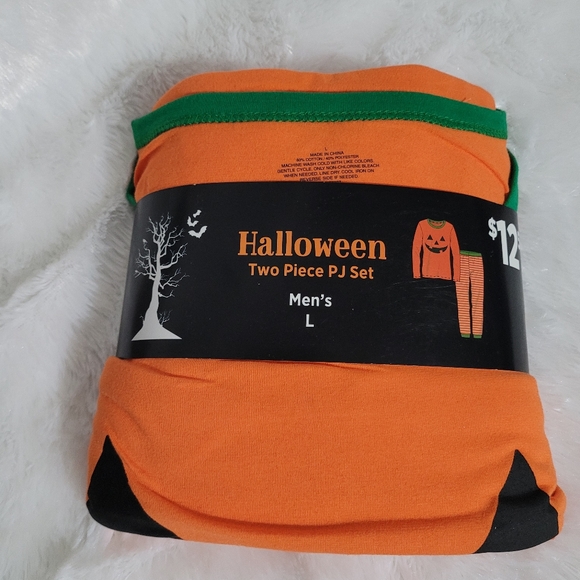 Halloween Two Piece PJ Set Men Sz Large Pumpkin - Picture 2 of 5